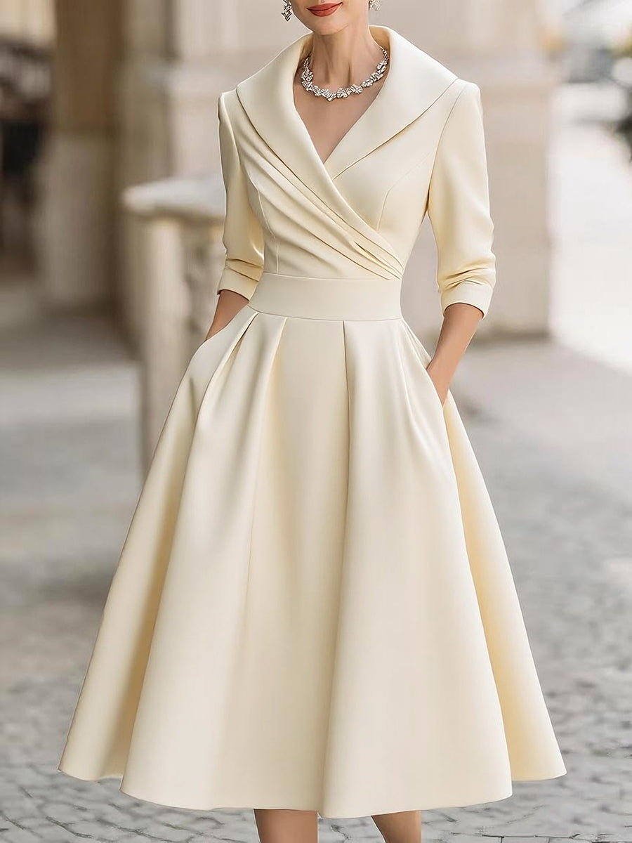 Vestido Midi Vintage com Decote em V
