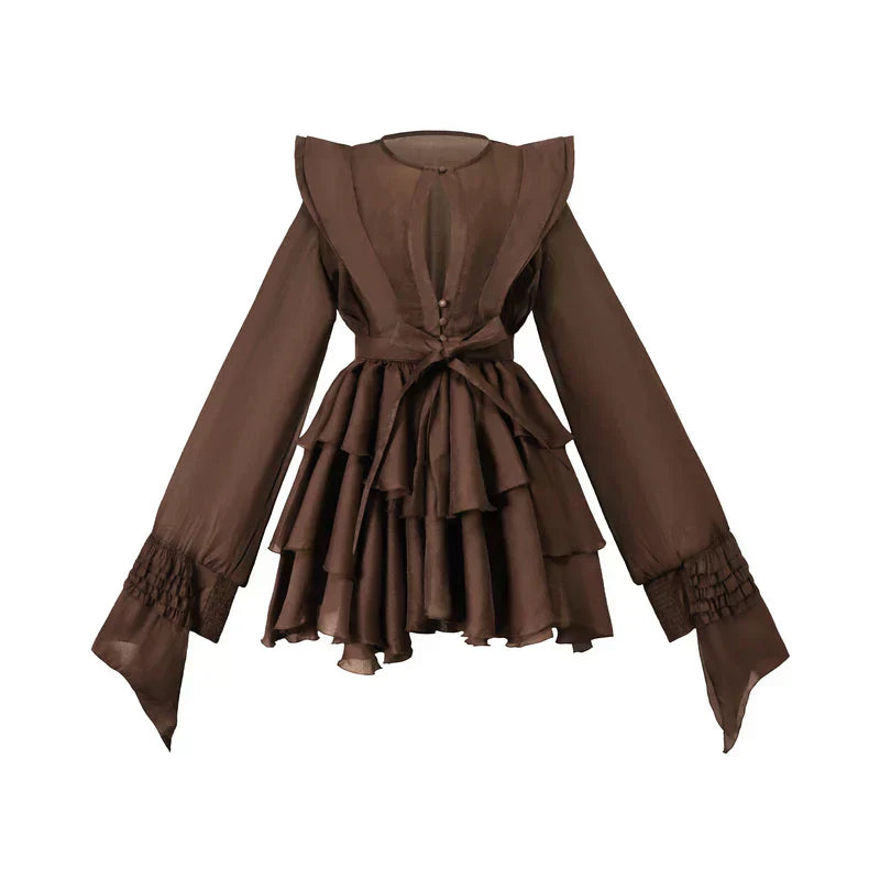 Vestido Chocolate em Camadas