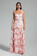 Vestido Rosa Plissado em Camadas