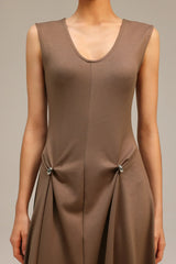 Vestido Drapeado Fivela Dourada