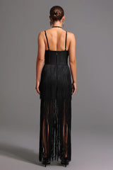Vestido Preto de Franjas