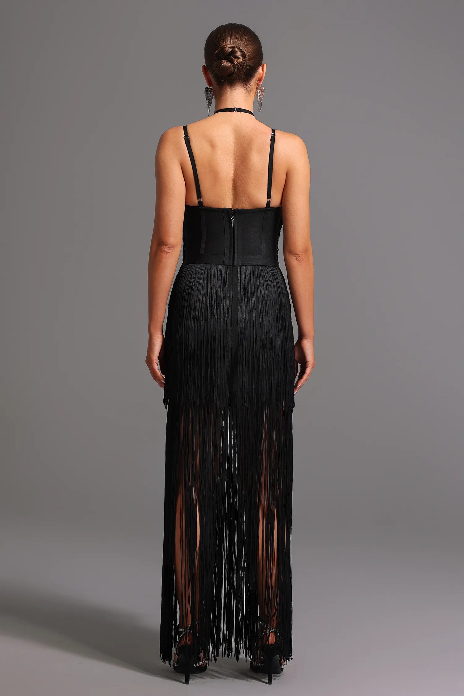 Vestido Preto de Franjas