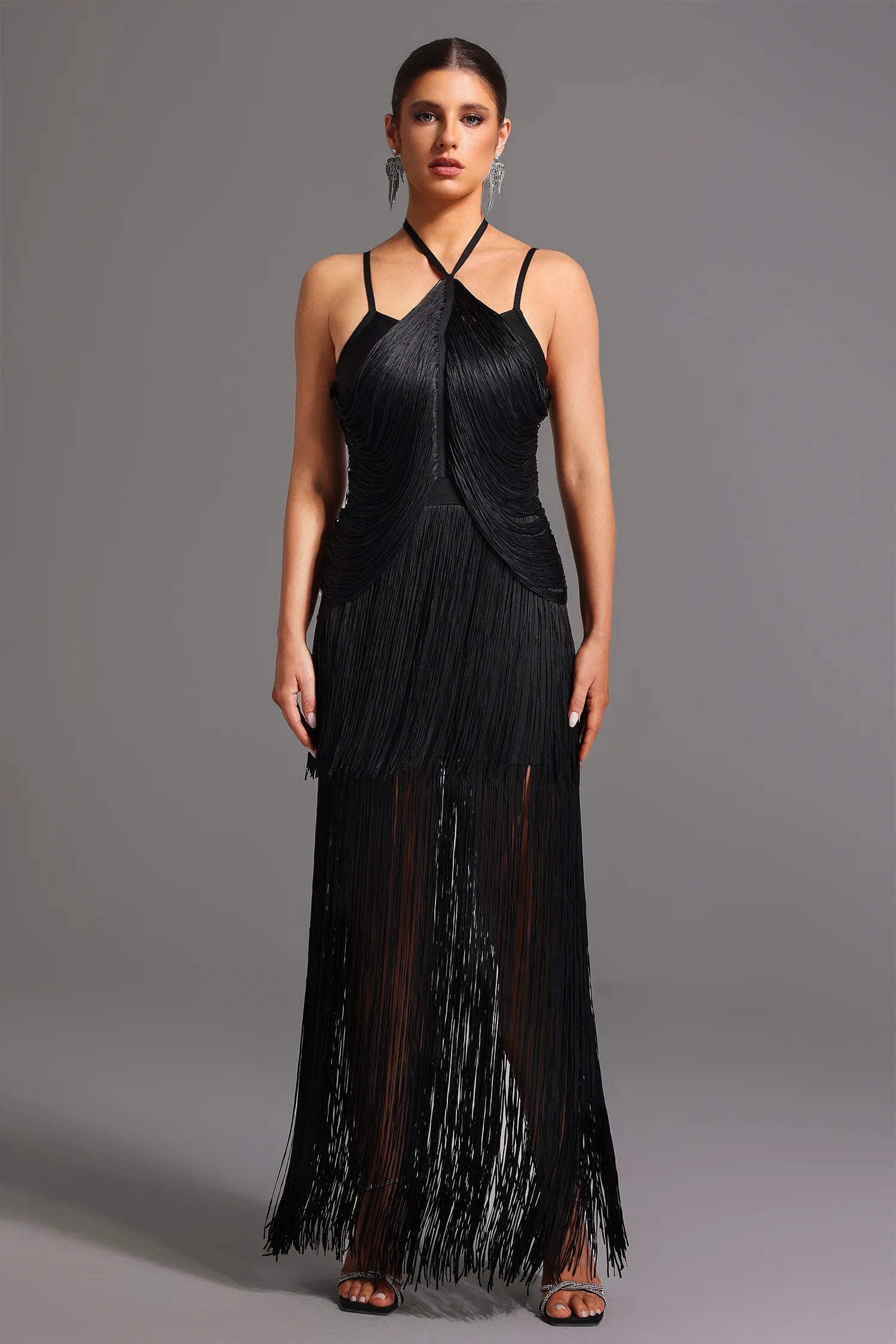 Vestido Preto de Franjas