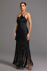 Vestido Preto de Franjas