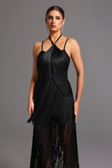 Vestido Preto de Franjas