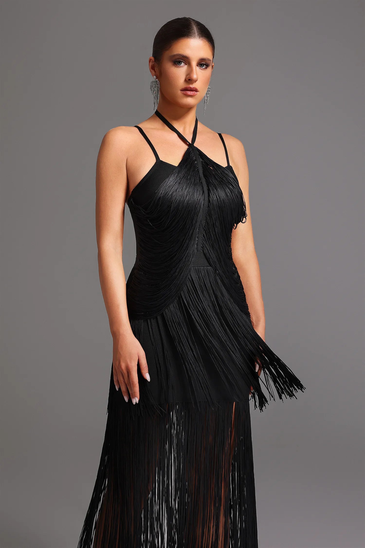 Vestido Preto de Franjas