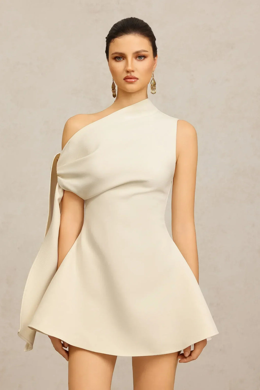 Vestido Um Ombro Drapeado