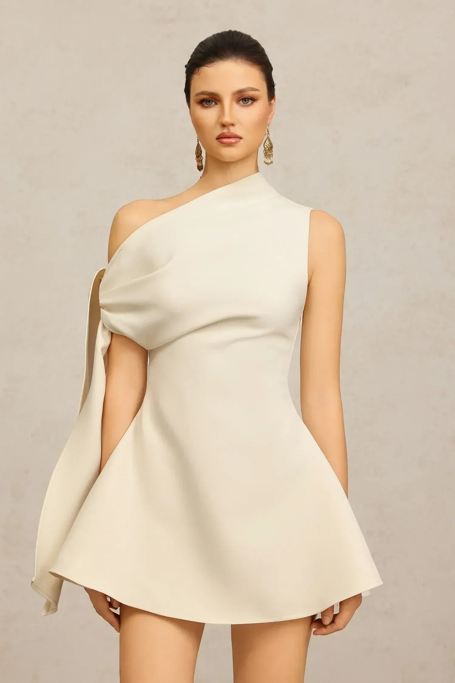 Vestido Um Ombro Drapeado