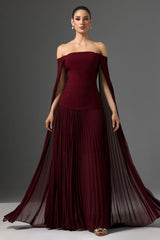 Vestido Bordô Off-Shoulder