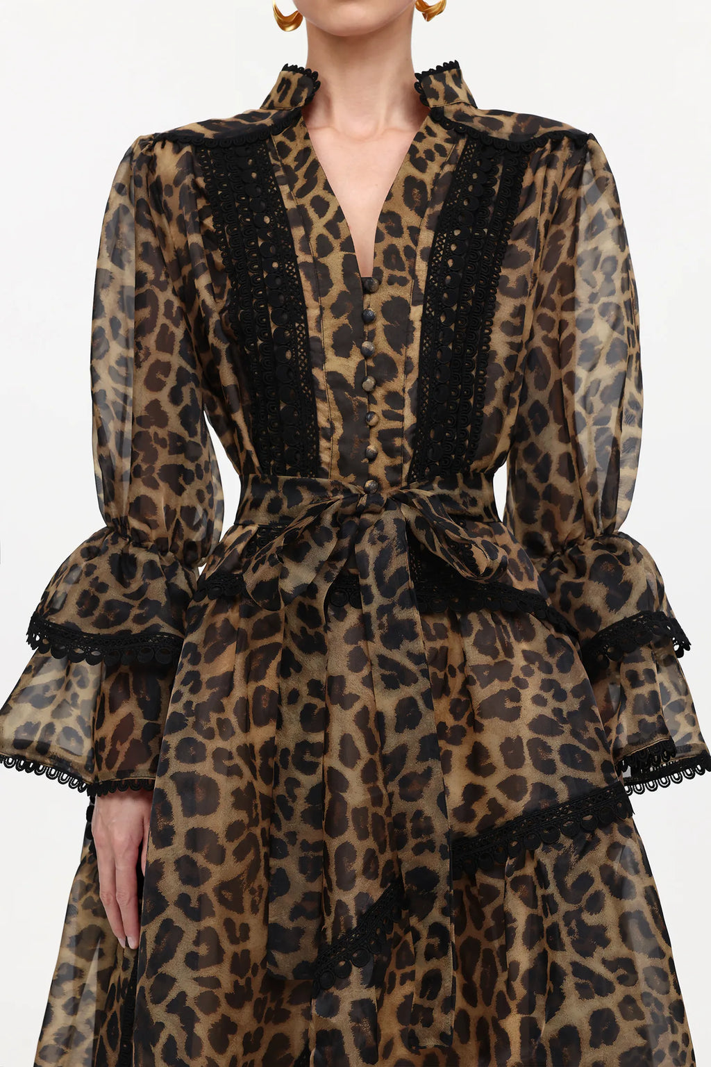 Vestido Onça Dourada com Babados