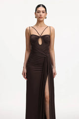 Vestido Chocolate com Fenda
