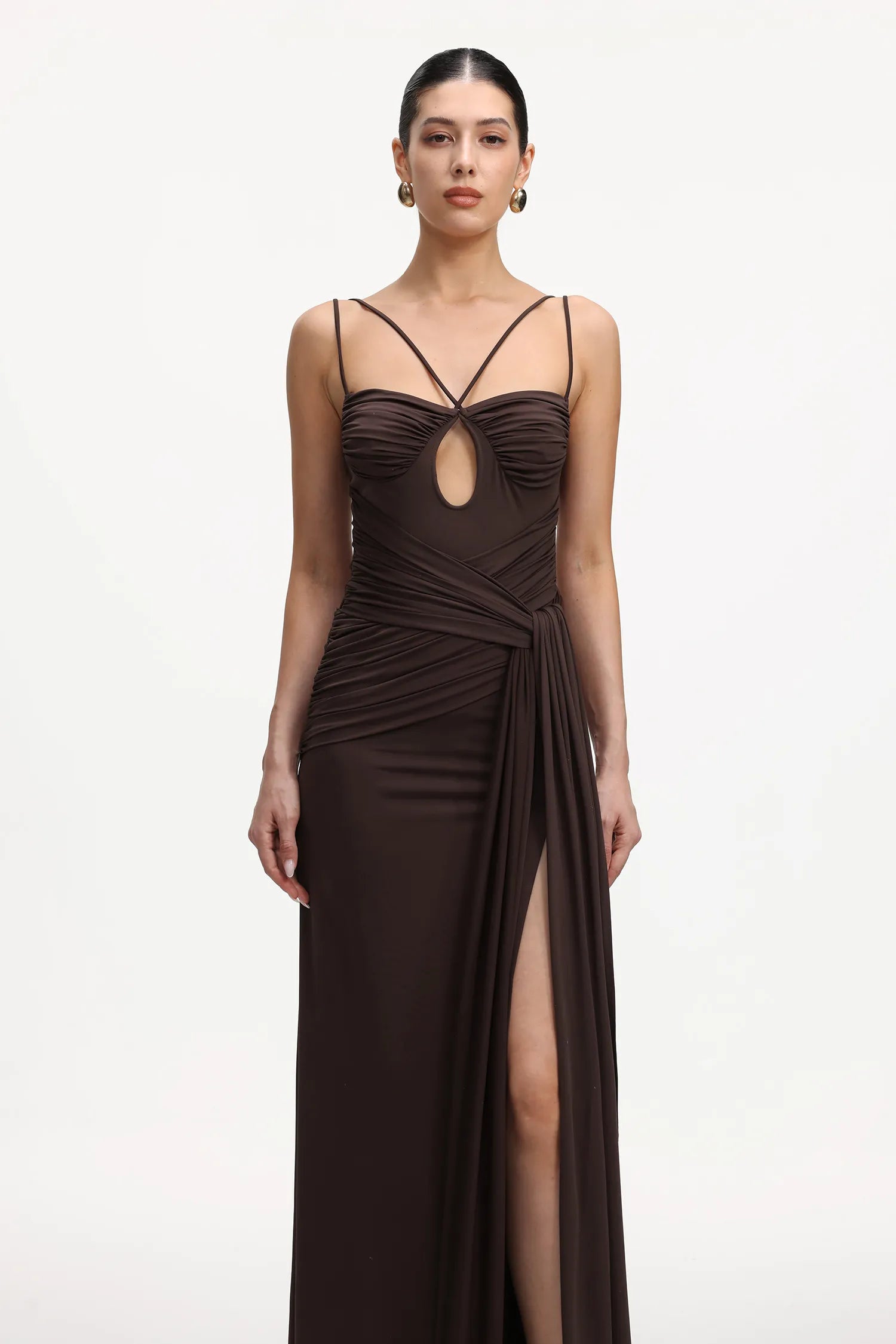 Vestido Chocolate com Fenda