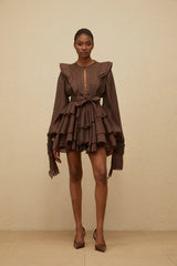 Vestido Chocolate em Camadas