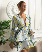 Vestido Vintage Floral Manga Lanterna
