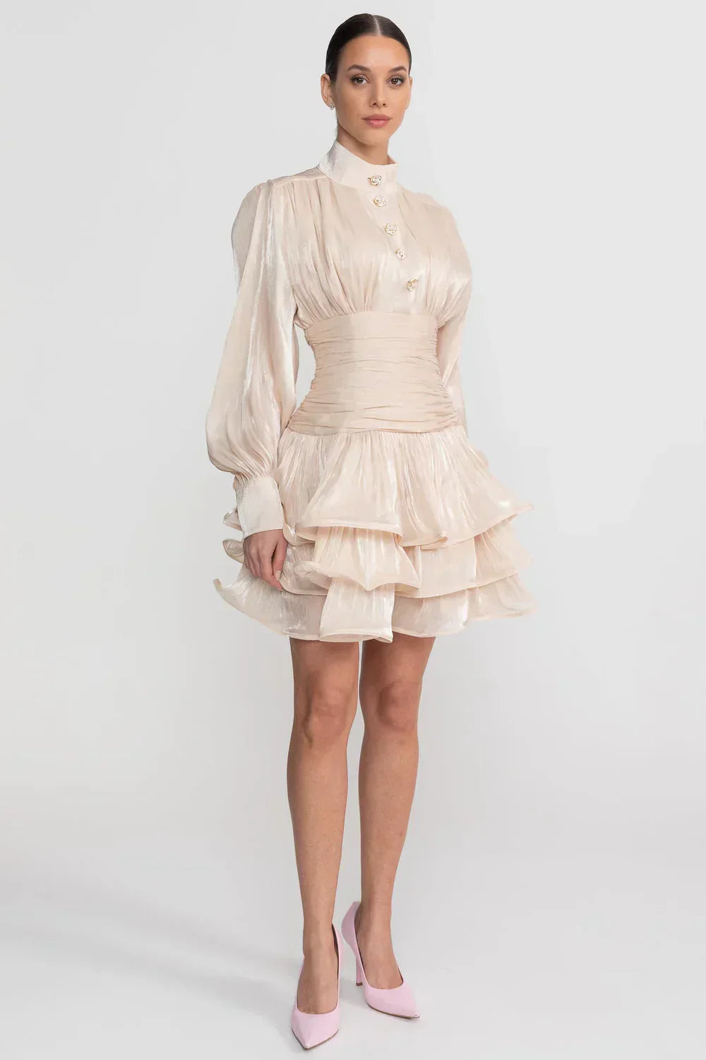Vestido Champagne Perolado