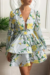 Vestido Vintage Floral Manga Lanterna
