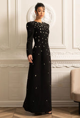 Vestido Longo com Bordado à Mão em Pedrarias