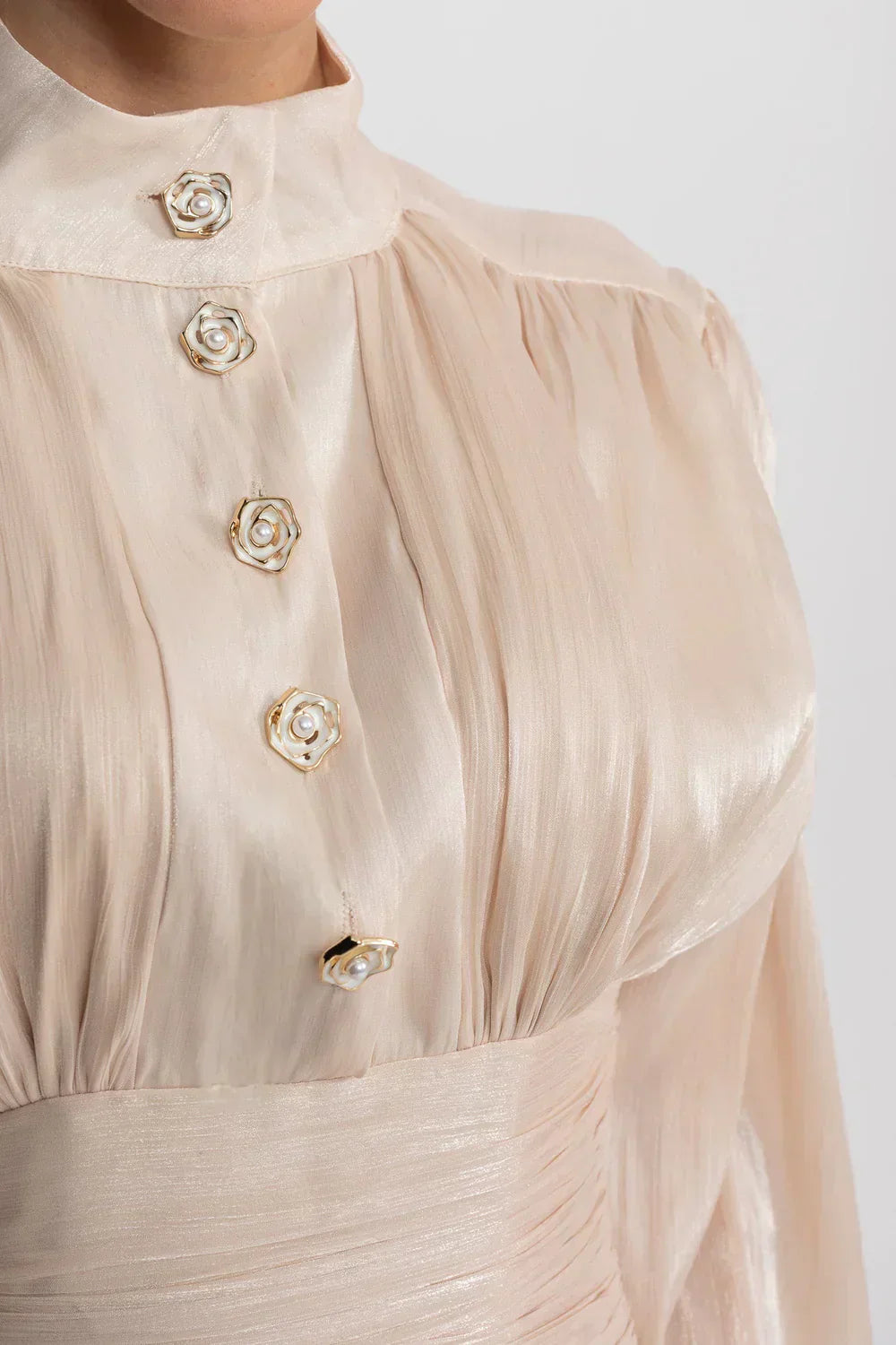 Vestido Champagne Perolado