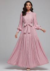 Vestido Longo Renda e Botões