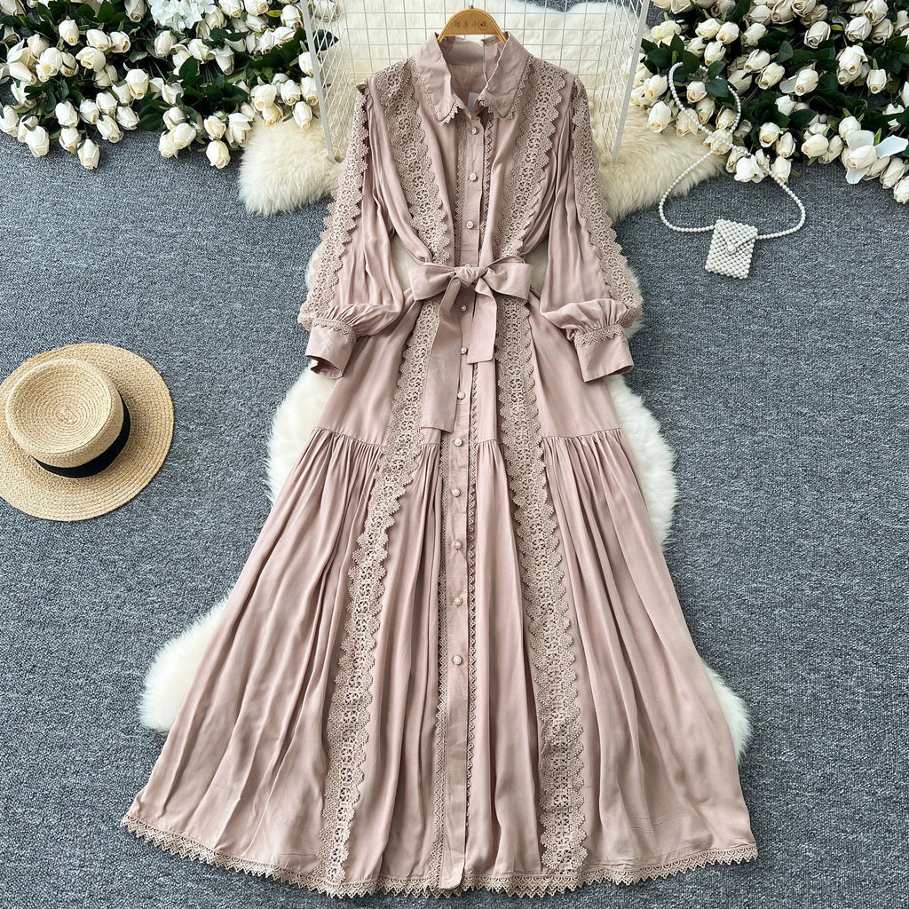 Vestido Longo Renda e Botões