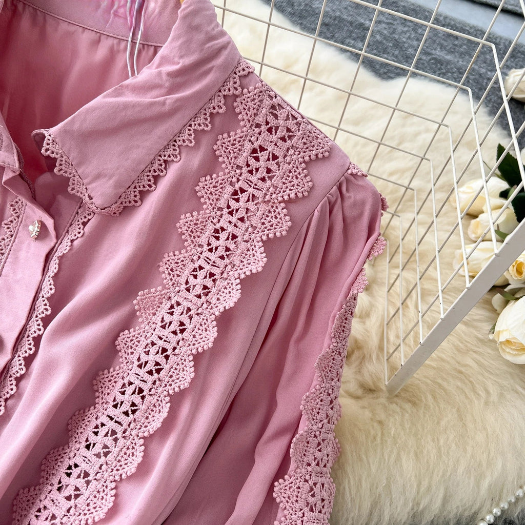 Vestido Longo Renda e Botões