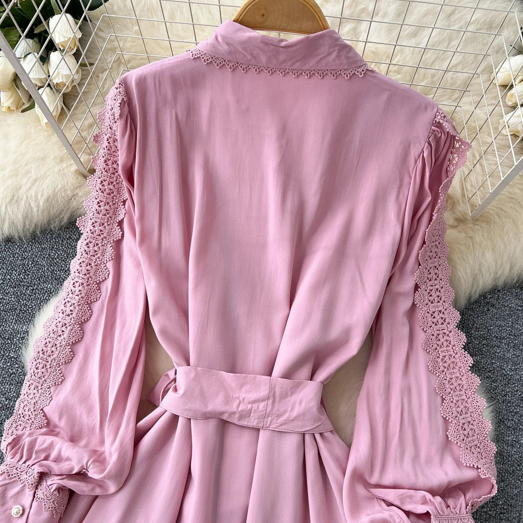 Vestido Longo Renda e Botões