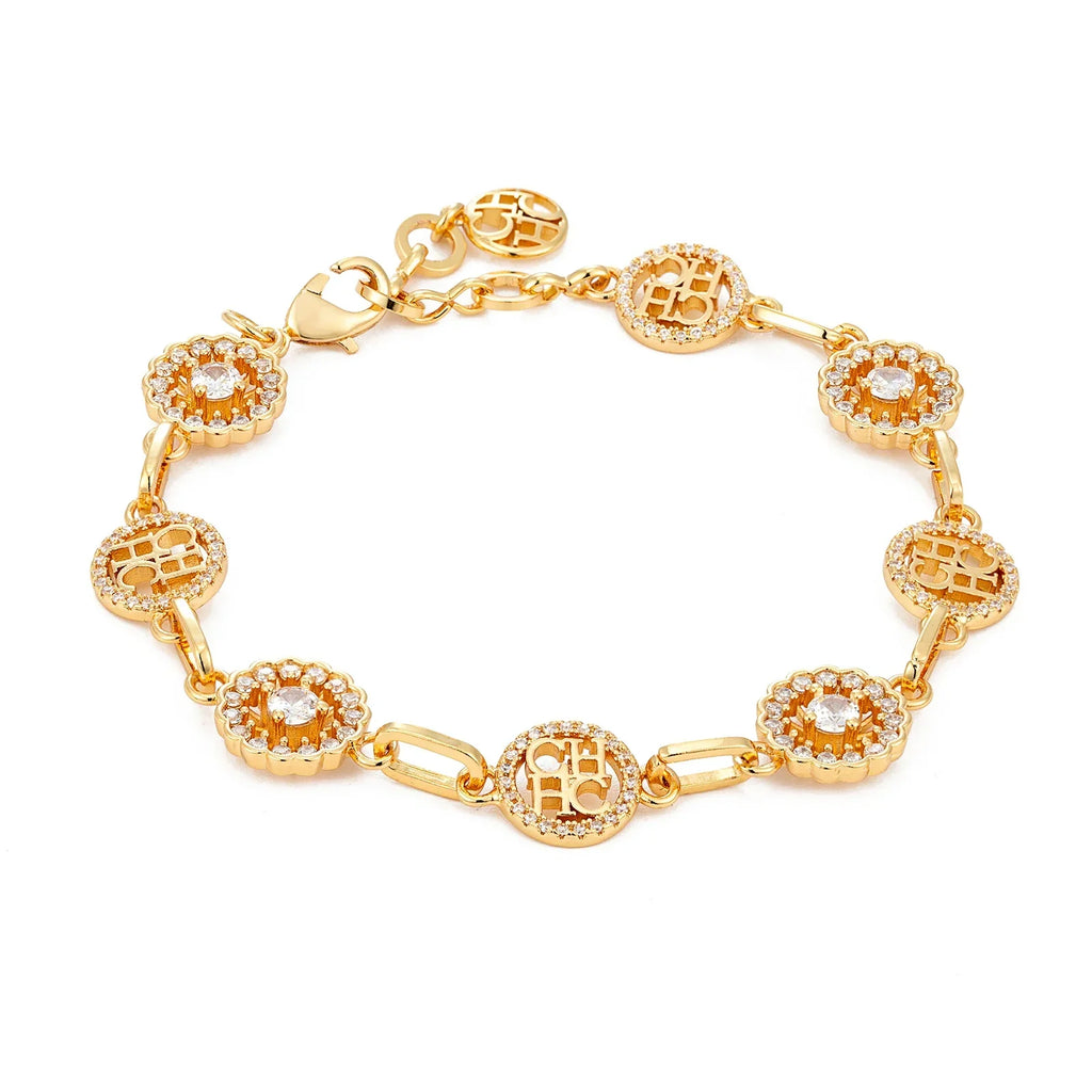 Pulseira CHCH Feminina de Luxo com Design em Letras e Pedrarias