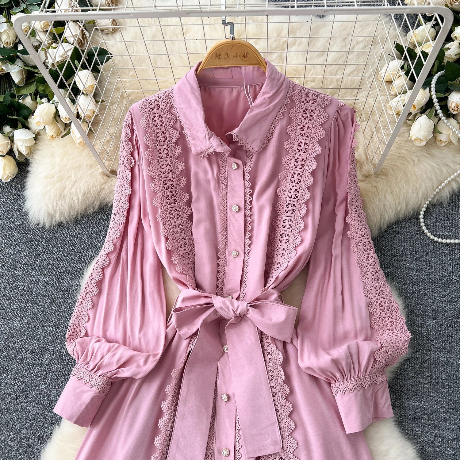 Vestido Longo Renda e Botões