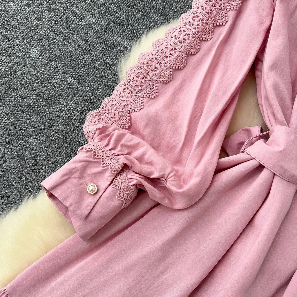 Vestido Longo Renda e Botões
