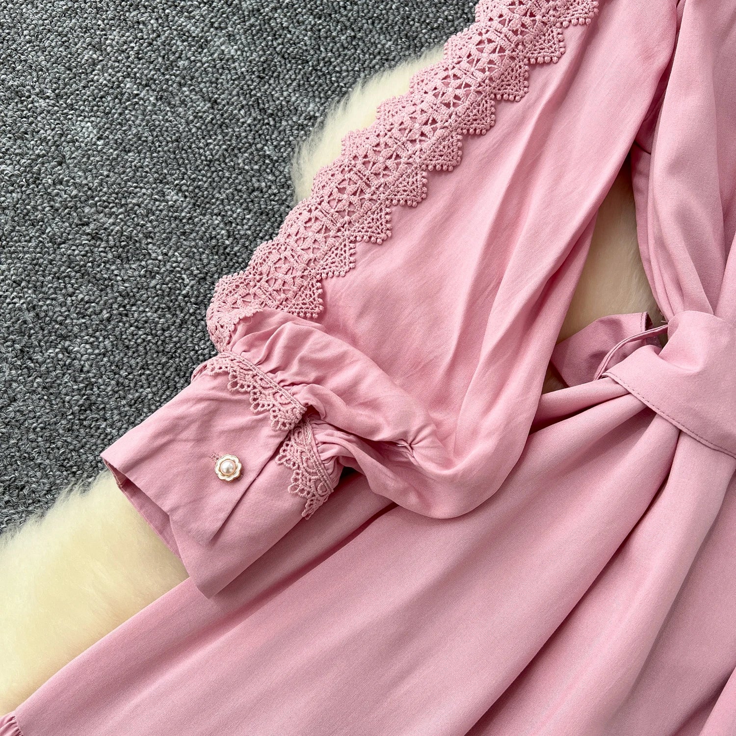 Vestido Longo Renda e Botões