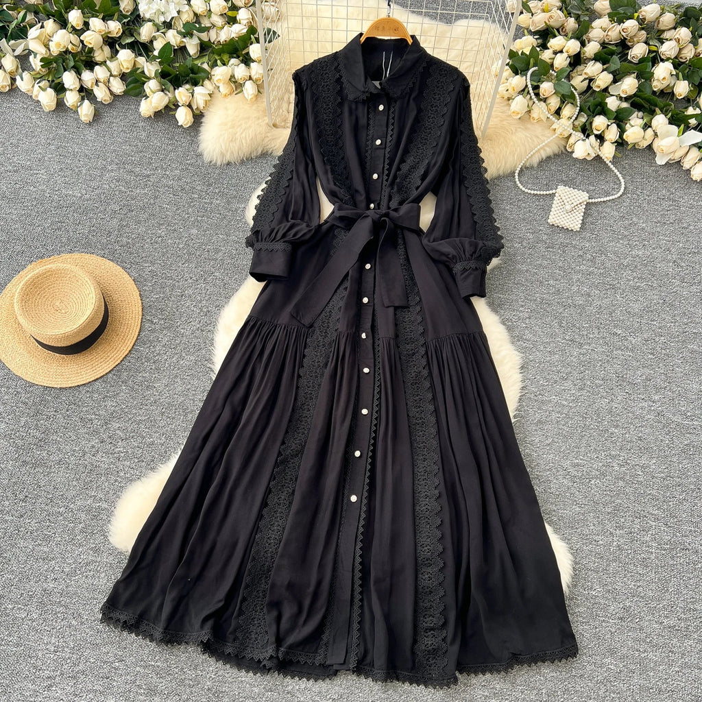 Vestido Longo Renda e Botões