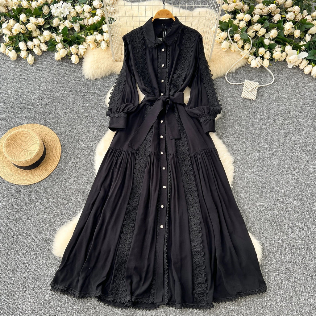 Vestido Longo Renda e Botões