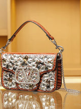 Bolsa Clutch Elegante com Pedrarias Bordadas à Mão