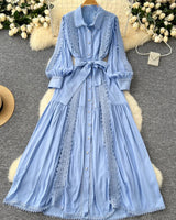 Vestido Longo Renda e Botões