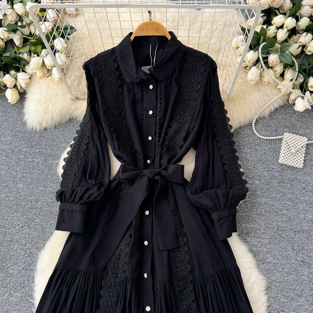 Vestido Longo Renda e Botões