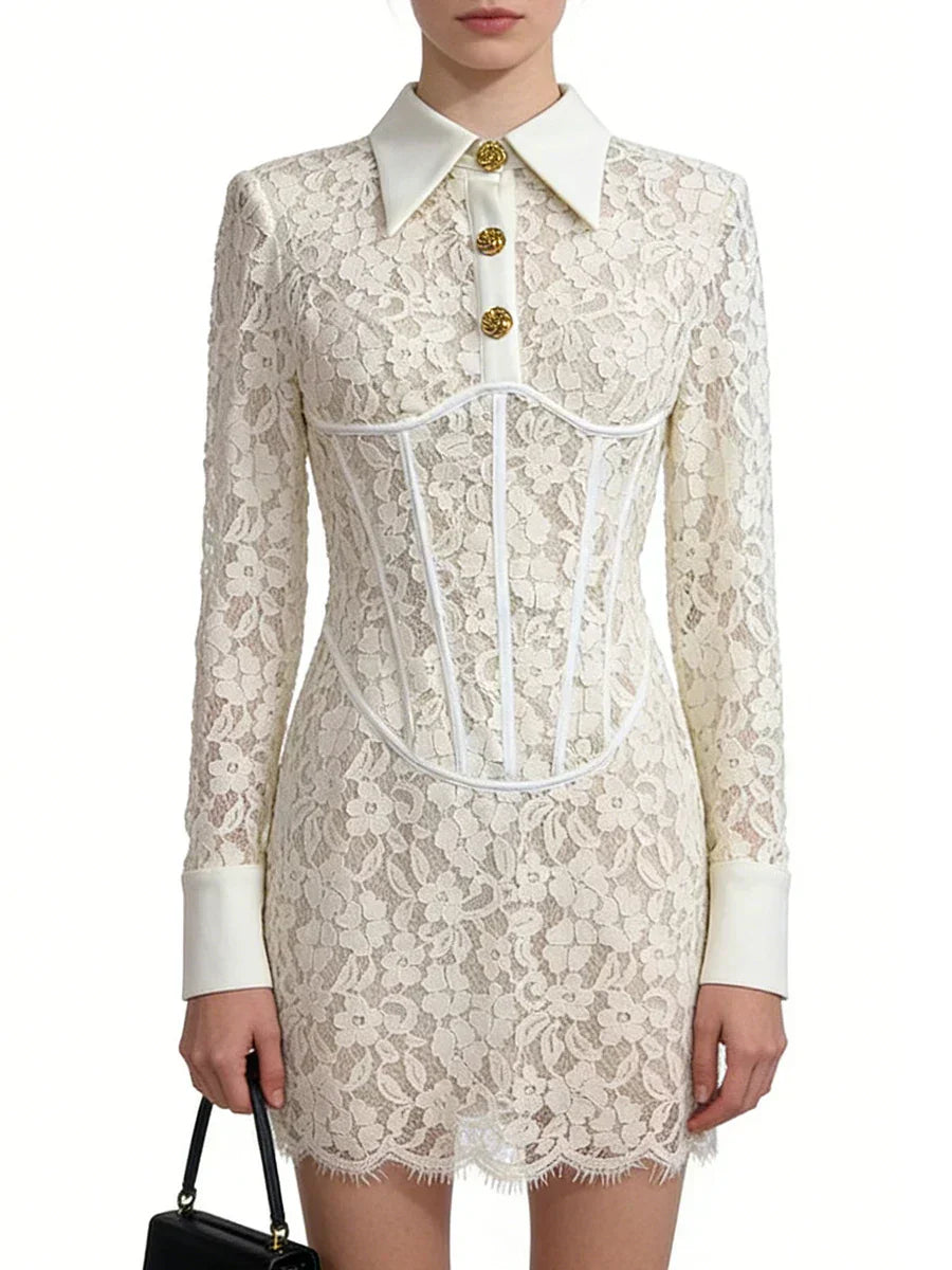 Vestido Renda Dourada Modeladora