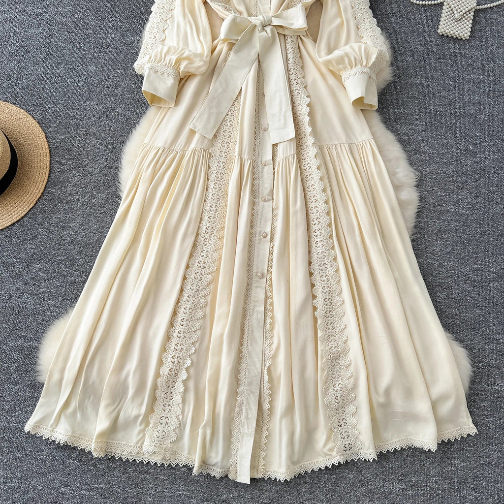 Vestido Longo Renda e Botões