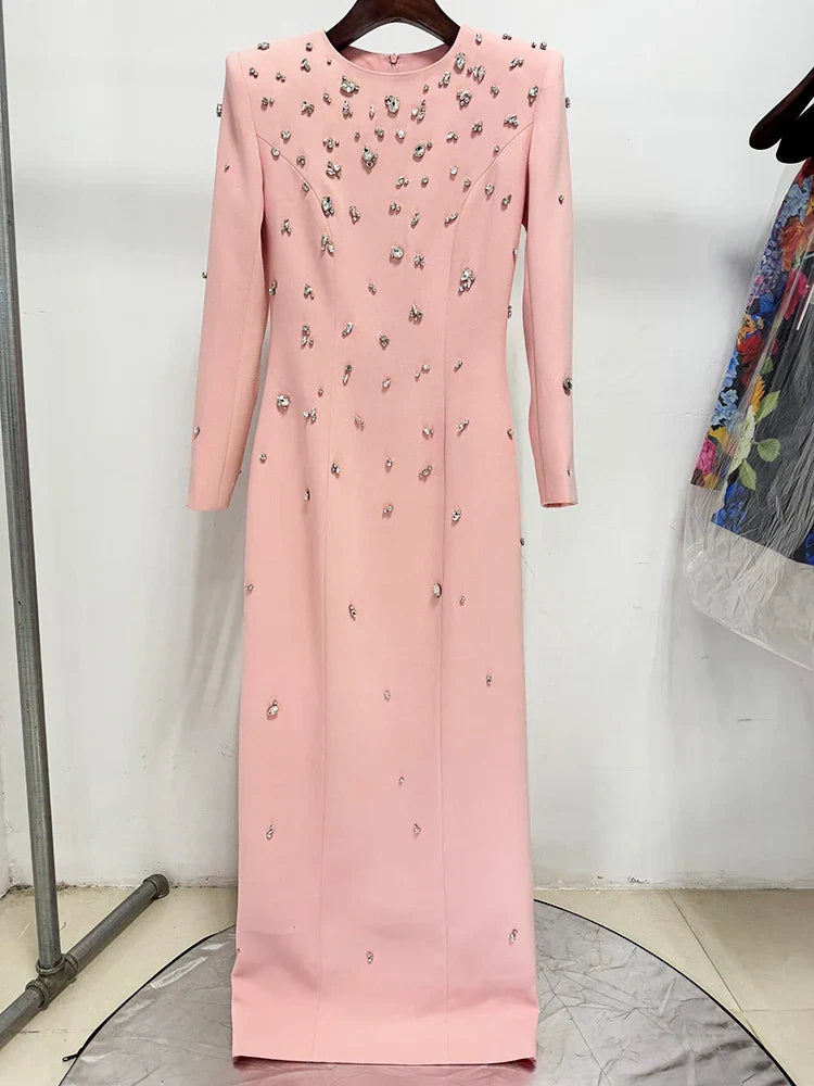 Vestido Longo com Bordado à Mão em Pedrarias