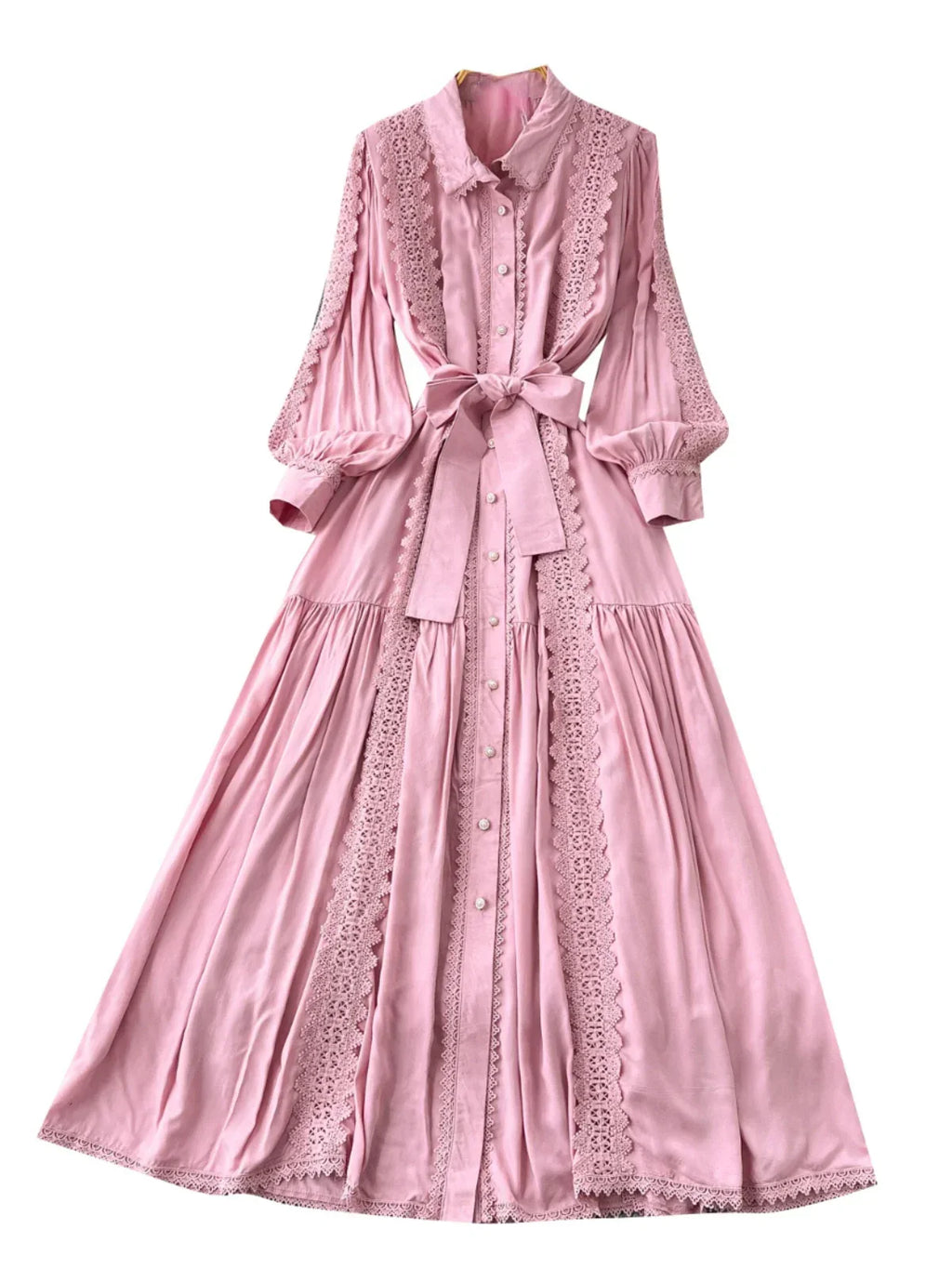 Vestido Longo Renda e Botões