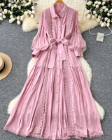 Vestido Longo Renda e Botões
