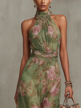 Serena | Vestido Longo Fluido Floral Elegante que Valoriza a Silhueta