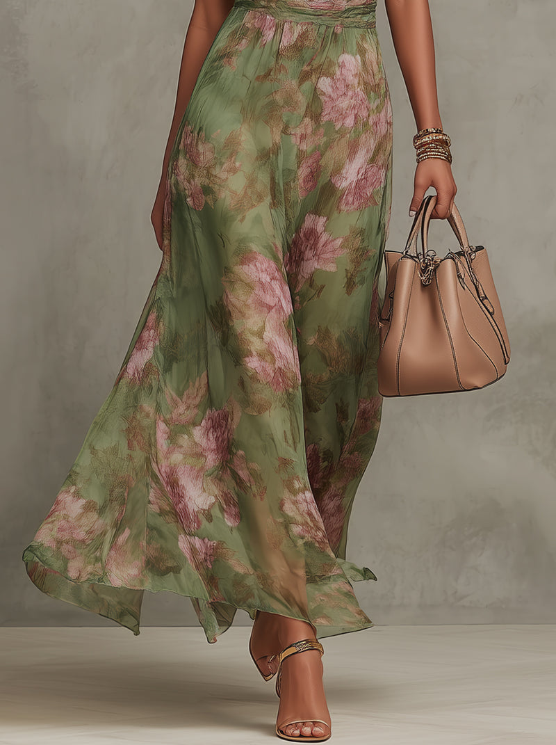 Serena | Vestido Longo Fluido Floral Elegante que Valoriza a Silhueta