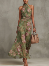 Serena | Vestido Longo Fluido Floral Elegante que Valoriza a Silhueta