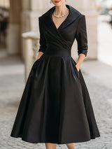 Vestido Midi Vintage com Decote em V