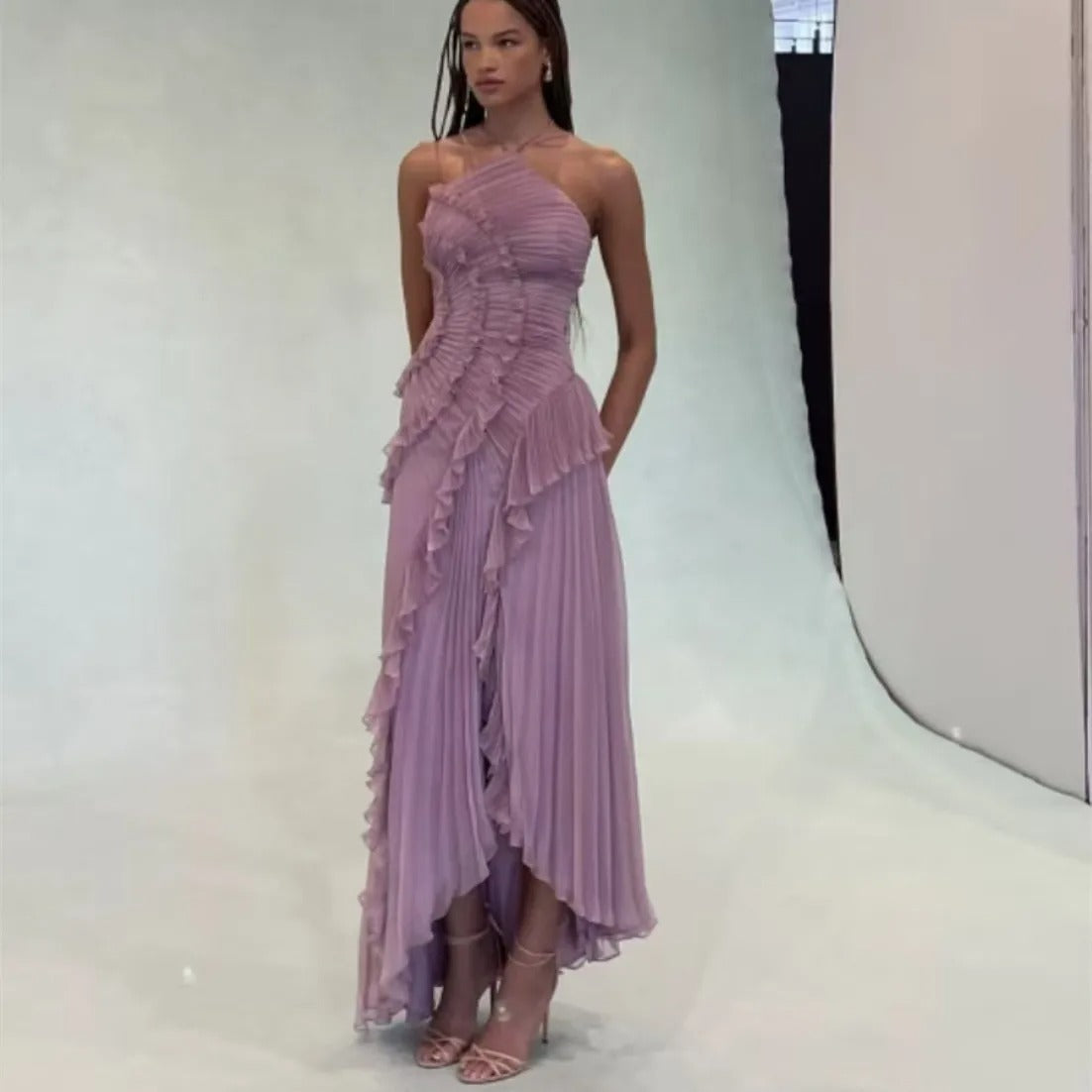 Vestido Lavanda Flowy Halter