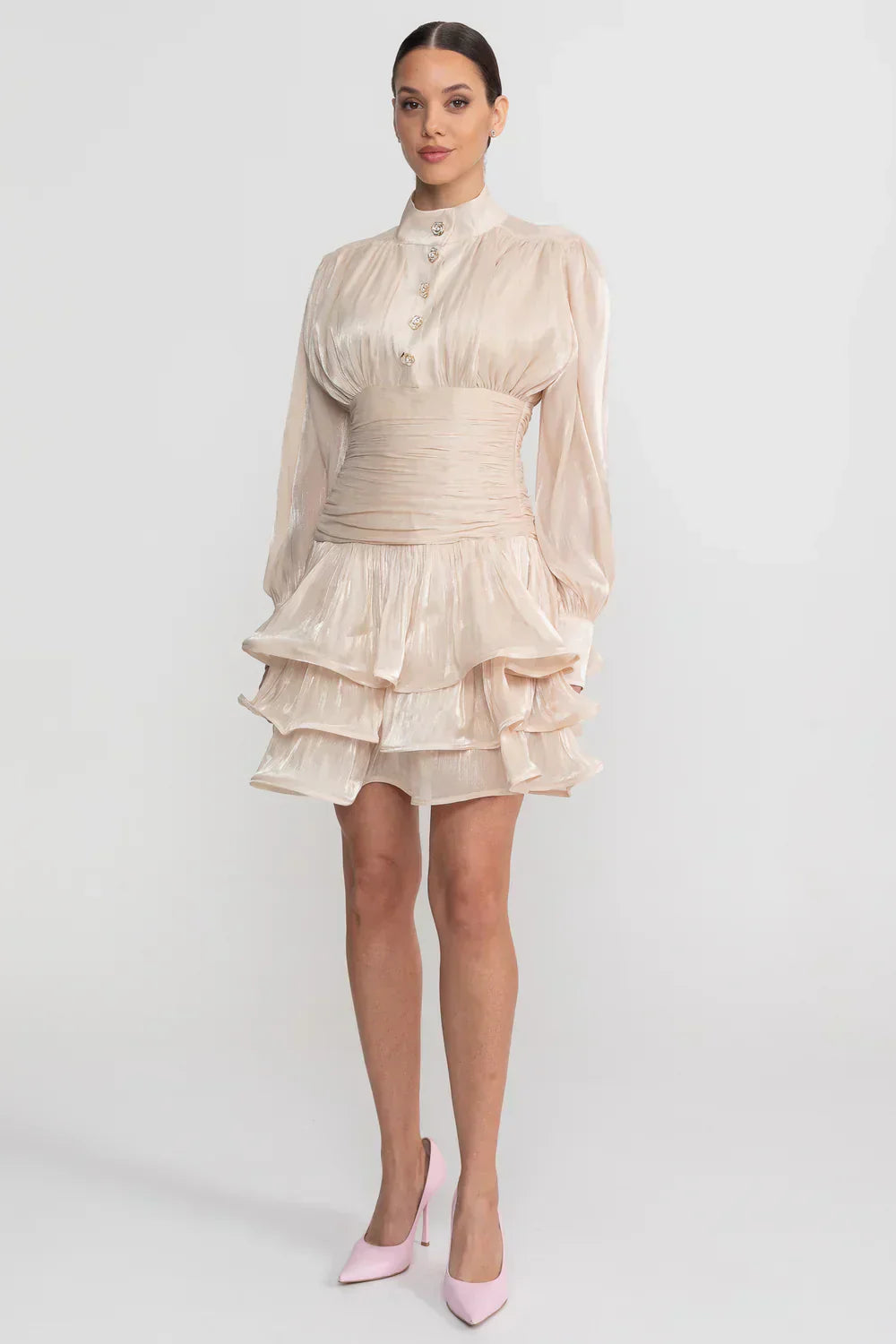 Vestido Champagne Perolado