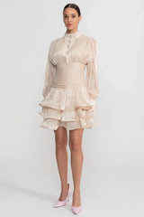 Vestido Champagne Perolado