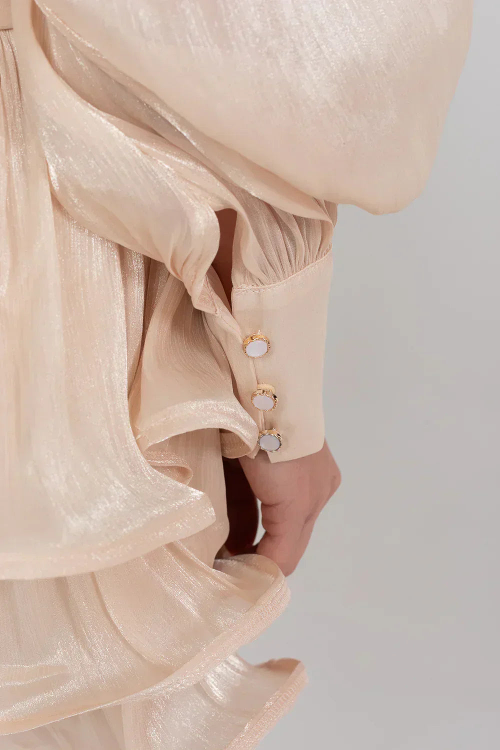 Vestido Champagne Perolado