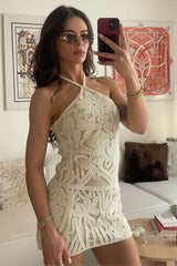 Vestido Curto em Crochê Ophelia